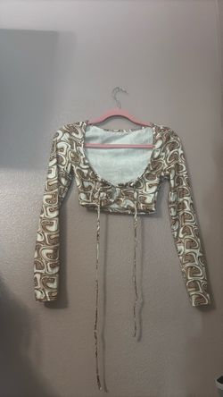 Long Sleeve Crop Top with Tie Front