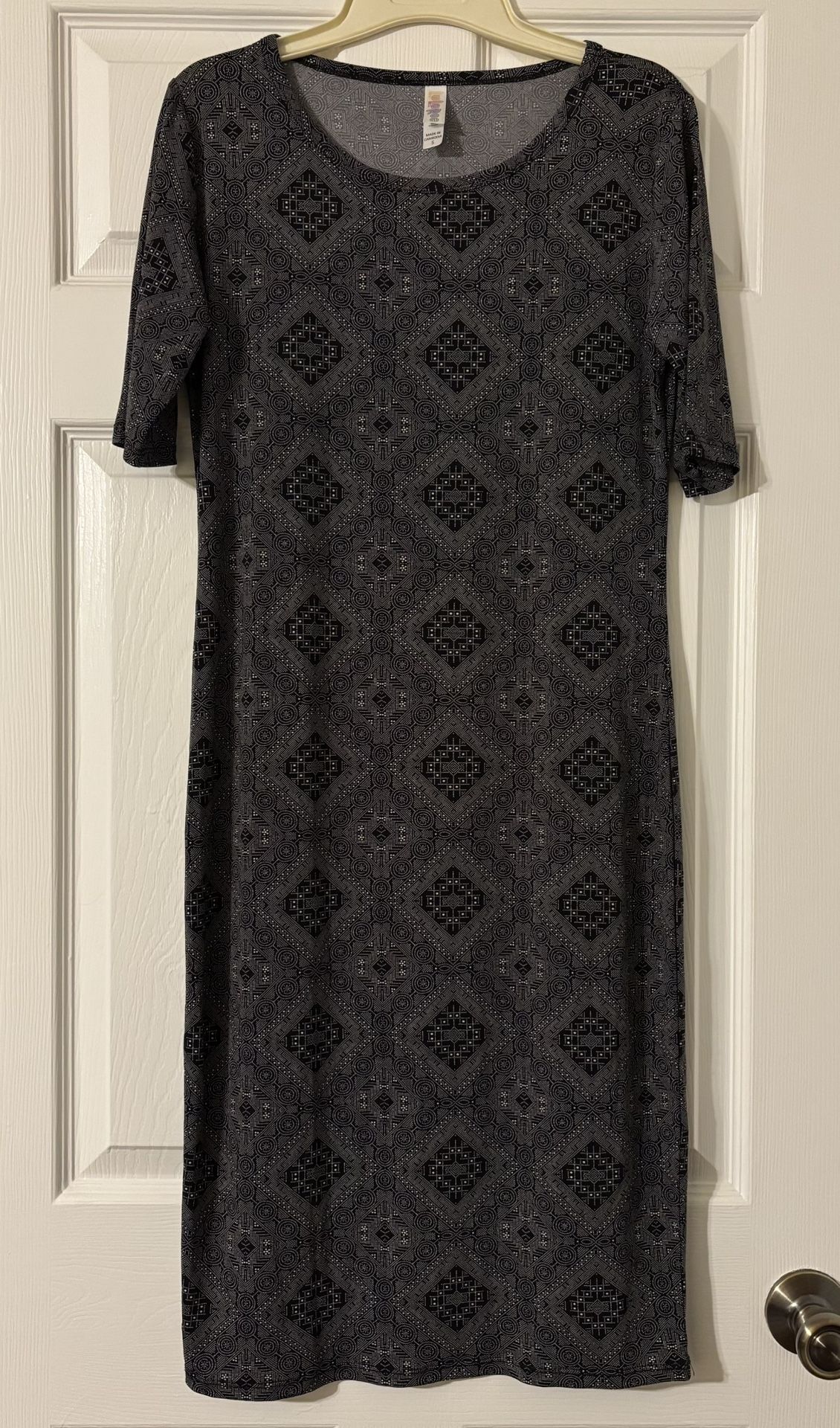 Lularoe Julia Dress Elegant Black & White Geometric Size Small