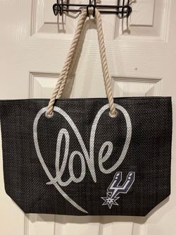 NEW San Antonio Spurs LOVE Woven Tote Bag Purse w/Braided Rope Handles By Little Earth Blue
