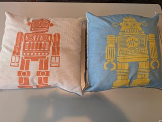 Modern Robot Decorative Throw Pillows - Set of Two