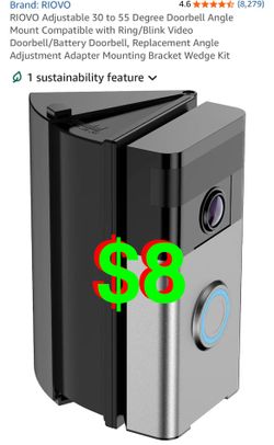 Adjustable 30 to 55 Degree Doorbell Angle Mount Compatible with Ring/Blink Video Doorbell/Battery Doorbell, Replacement Angle Adjustment Adapter Mount