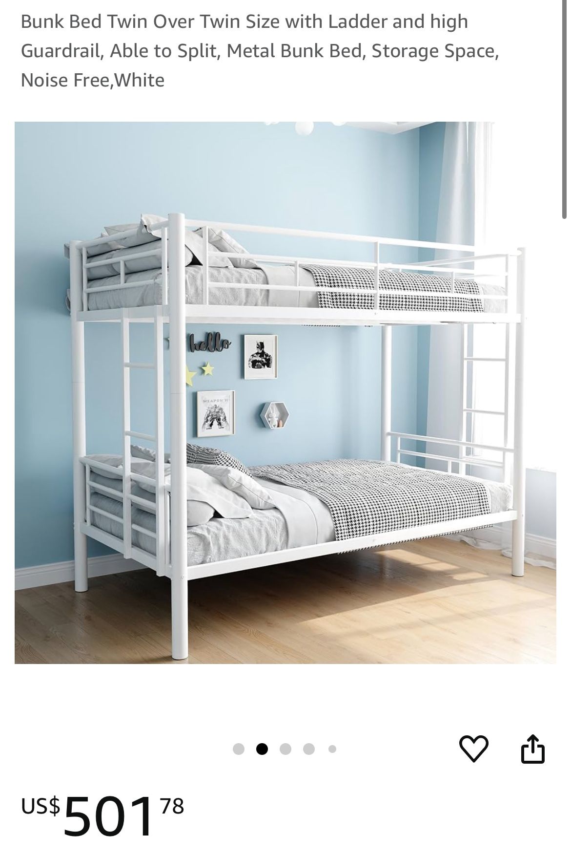 Metal Bunk Bed White