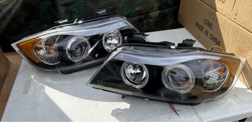 06-08 BMW E90 3 Series Black Projector Halo Headlights