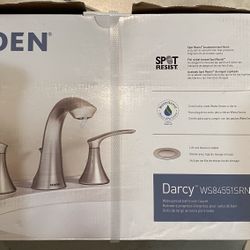 MOEN WS84551SRN Darcy Spot Resist Brushed Nickel Two-Handle High Arc Bathroom Faucet NEW RETAIL: 369+TAX
