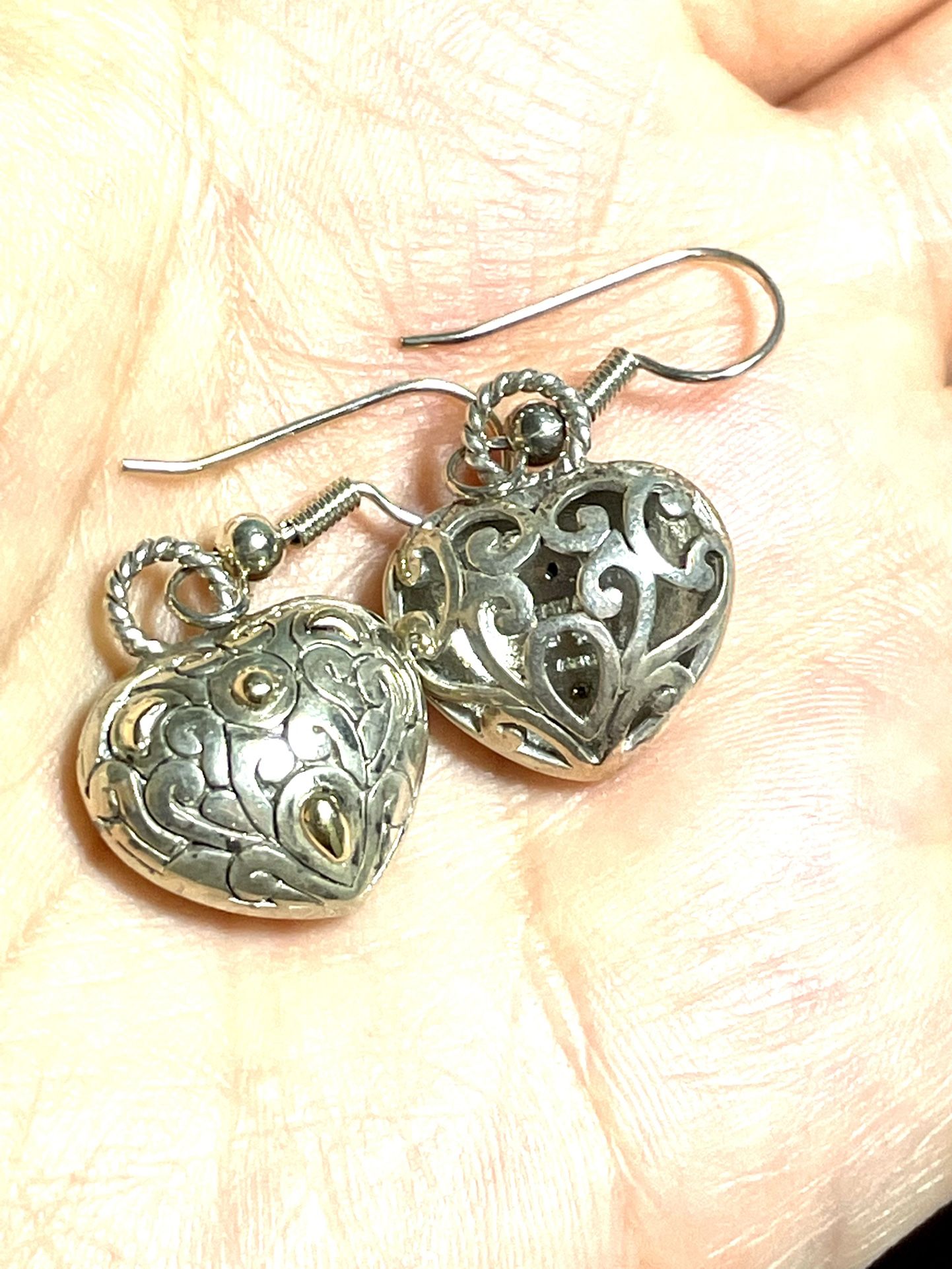Sterling Thailand Open Heart Earrings