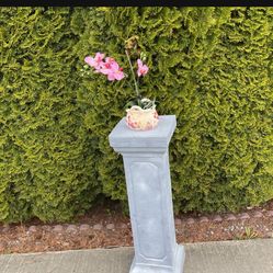 Pedestal With Or Without Flowers Is Not Heavy 12X12” And 36” Tall