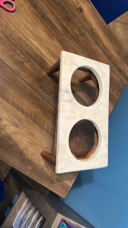 Kitty marble wood food bowl