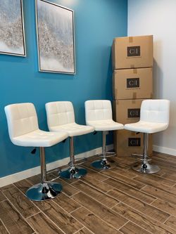 Brand new 4 white bar stools ( adjustable height and swivel ) chair chairs bar stool