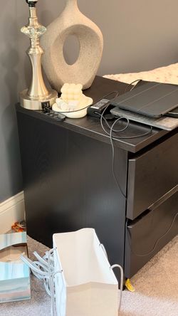 Black 2-Drawer Nightstand
