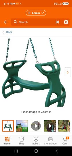 Green Plastic Glider Swing with Chains