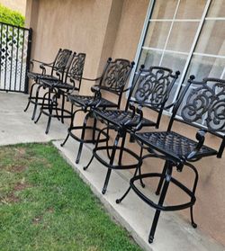 5 Hanamint Heavy Cast Aluminum  Swivel Barstools with cushions/outdoor Furniture/Cash Only