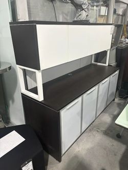 Potenza 71" W x 22" D 4-Door Glass Credenza & Hutch Set – From $999 📦 Florida