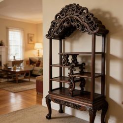 Chinese-Style Wooden Curio Display Cabinet