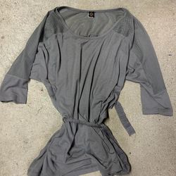 Grey tie-front Women's Shirt with mesh detail size medium 
