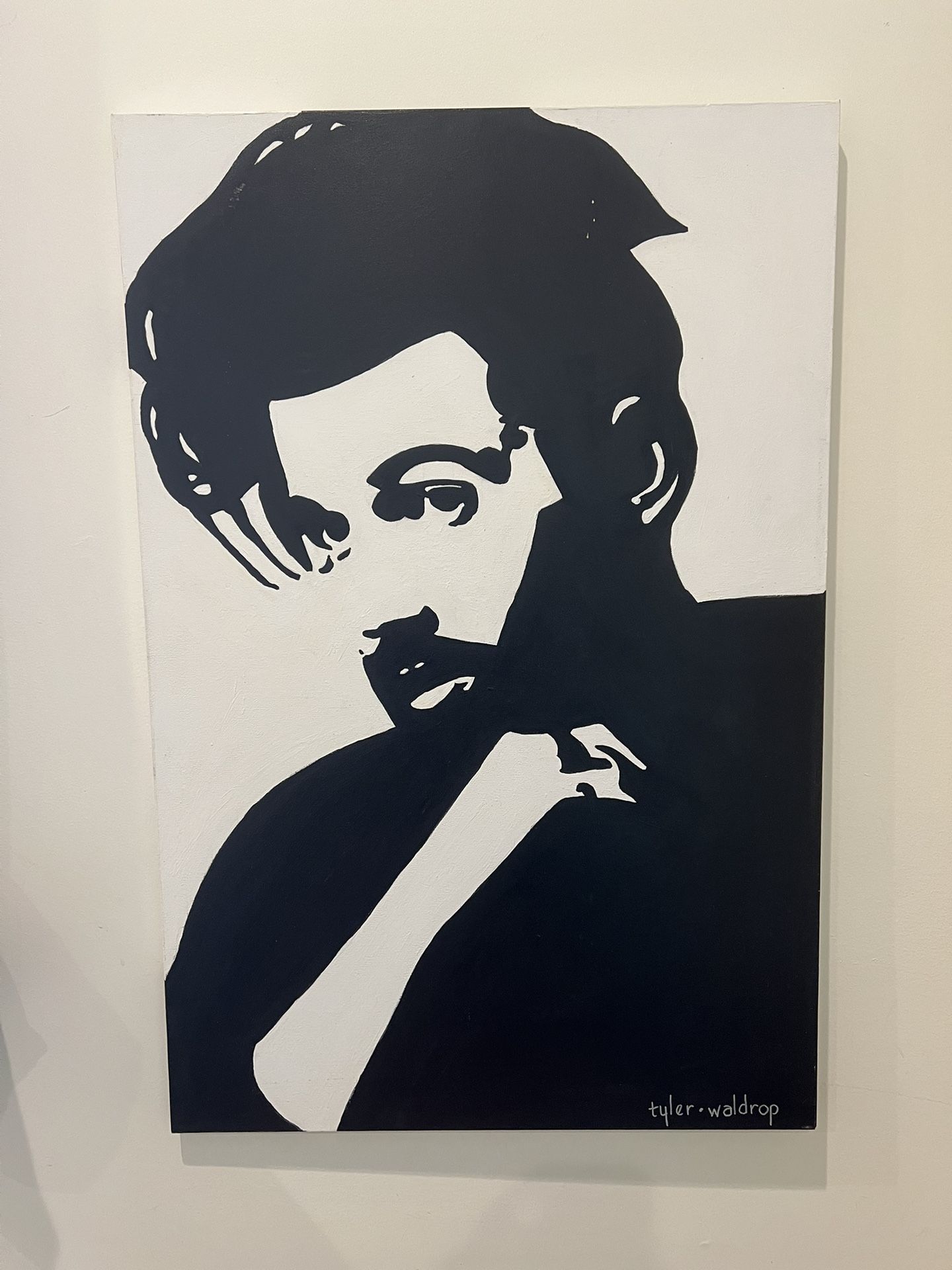 Original Black & White Minimalist Portrait – Large Signed Canvas 24x36 (2020)