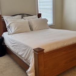 Honey Oak Queen Bed Frame