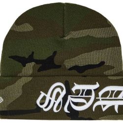 Supreme New Era Blackletter Beanie Woodland Camo