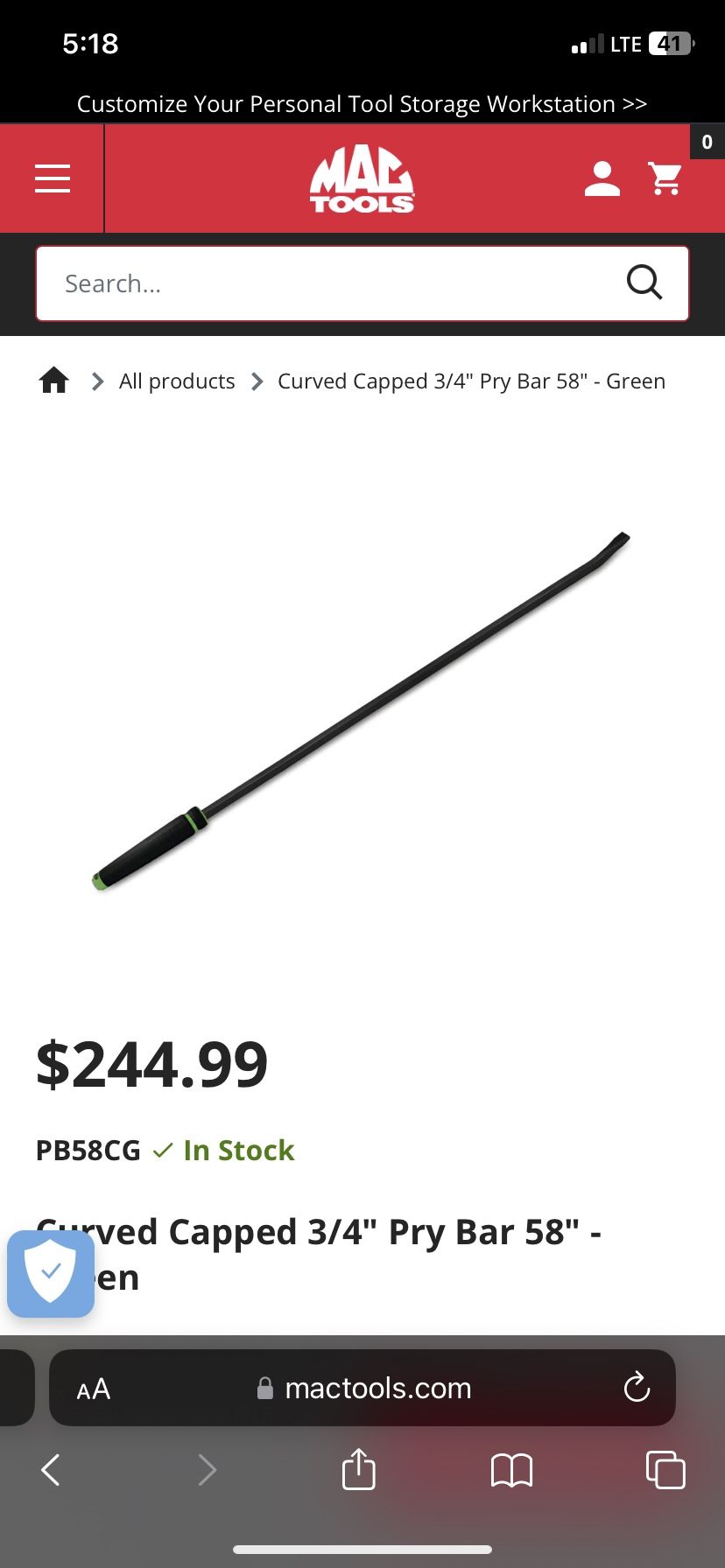 Mac PB58CG Pry Bar