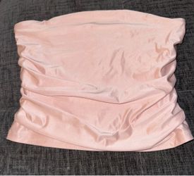 Pink Satin Ruched Bandeau Tube Top