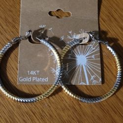 New 14kt Gold Plated Hoops