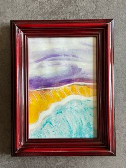Small Abstract Framed Art in Vintage Frame