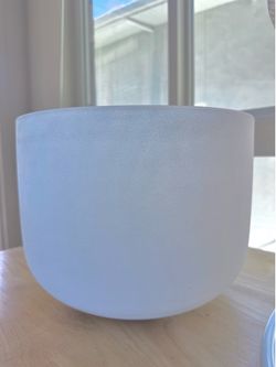 Large 12” Frosted Quartz Crystal Singing Bowl Wand & Bead Decorative Home Decor Meditation Yoga Mat