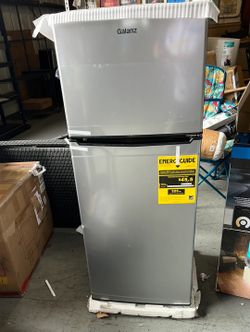 Galanz 4.6. Cu ft Two Door Mini Refrigerator with Freezer, Stainless Steel