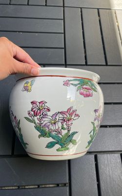 Painted Ceramic Planter Pot