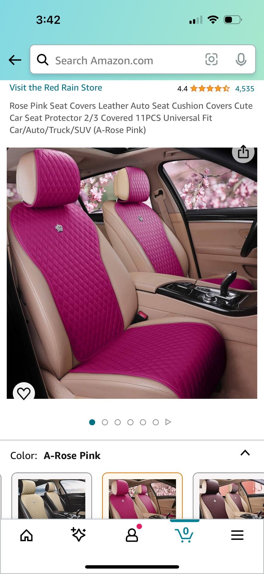 Rose Pink Faux Leather Car Seat Covers 