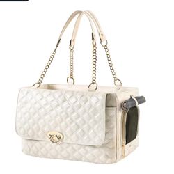 (8888-45) Fashion Dog Purse for Small Dogs with 2 Super-Large Pockets, Holds Up to 10lbs PU Leather Pet Carrier, Cat Carrier, Airline Approved Puppy P