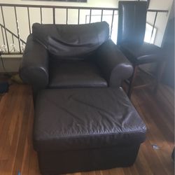 Leather Chairs and Ottoman
