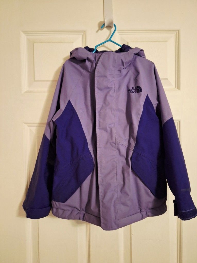Girls XS The North Face Purple Hooded Raincoat Windbreaker Jacket