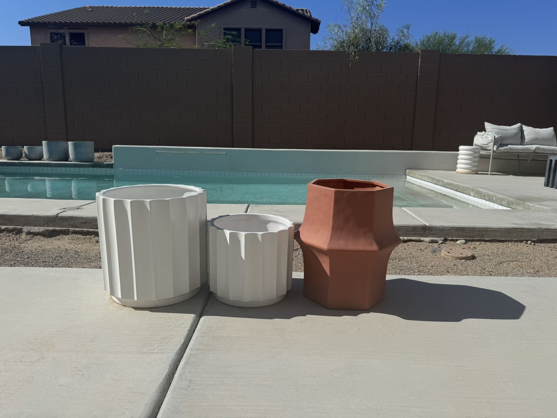 Modern Planters NEW White Fluted, Terracotta