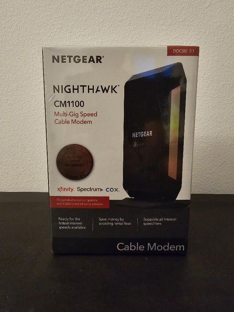 NETGEAR Nighthawk Multi-Gig Cable Modem (CM1100) - Compatible With All Cable Providers Incl. Xfinity, Spectrum, Cox - For Cable Plans Up To 2Gbps