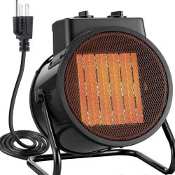 Gulfmew Electric Heater for Indoor Use, 1500W Quick Heating Portable Garage Heater with 90 Adjustable Angle, Space Warmer Suitable for Greenhouse Gara