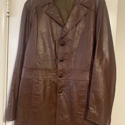 Brown Leather Jacket Size:Large For Women 