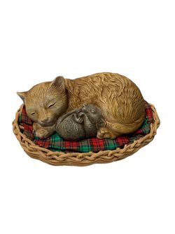 Sleeping Cat and Mouse Holiday Figurine
