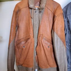 Leather Bombers Jacket, Authentic Leather Two Color Very Soft