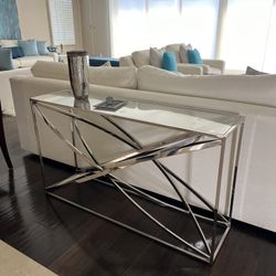 Console Table Metal With Glass Top 