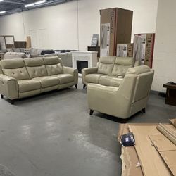 Leather Couch Recliner Set