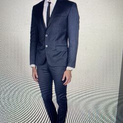 BALMAIN MENS FITTED SUIT 100%  WOOL SZ.42  ITALY 