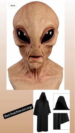 Alien Latex Mask and Black Hooded Robe Set (Large)