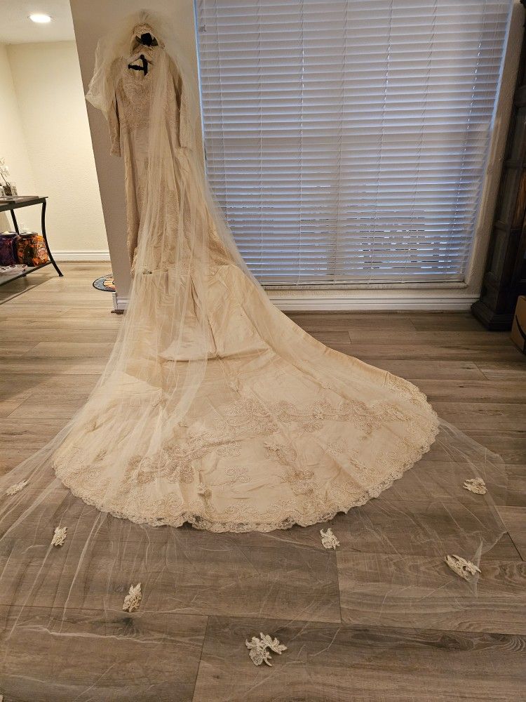 Vintage Beige Wedding Gown
