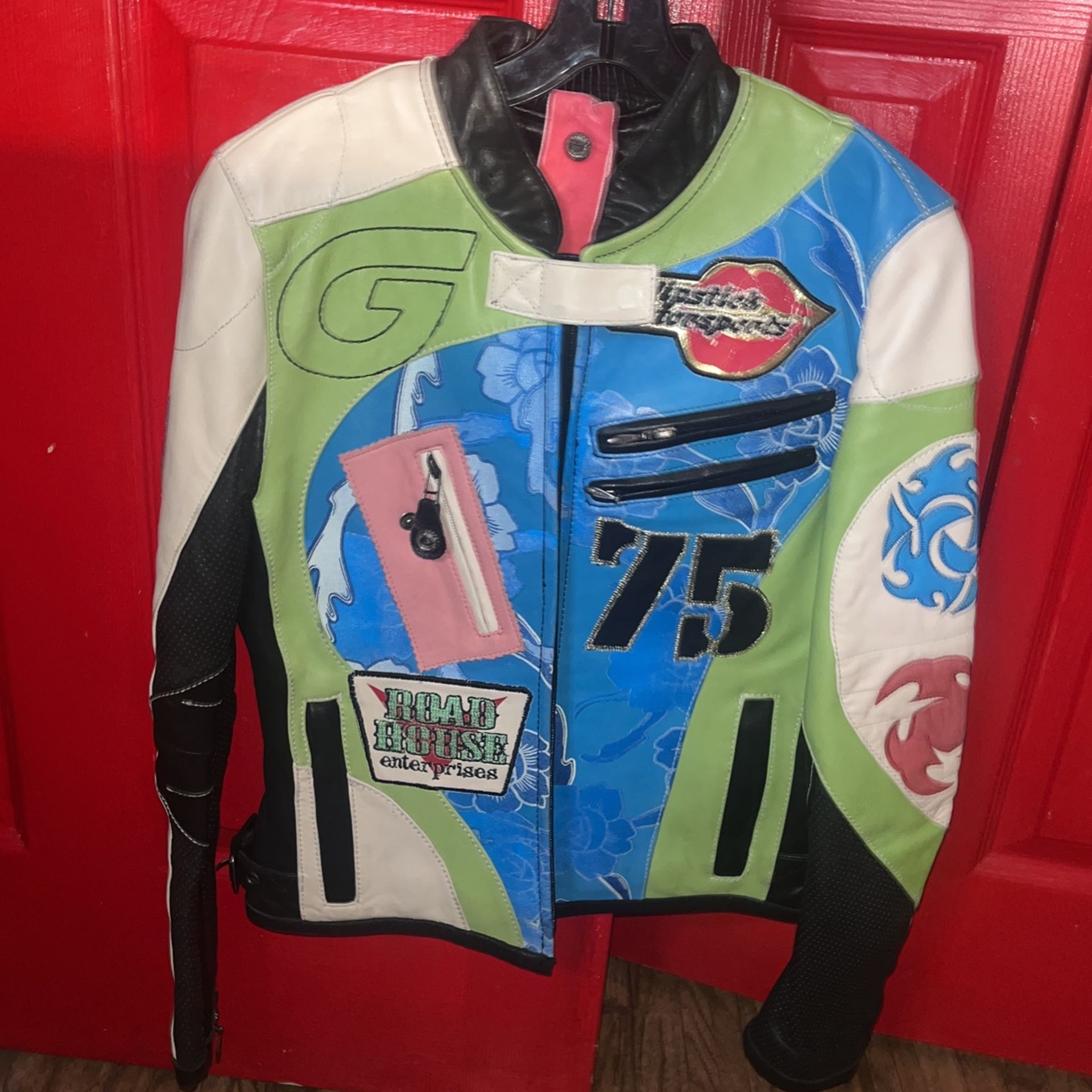 Motorcycle Women Leather Jacket Size Small