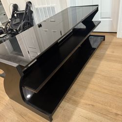 Modern Black Glass TV Stand / Console Table -