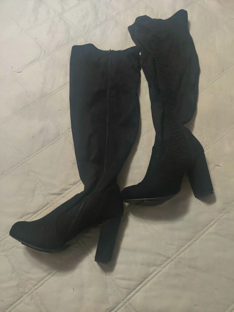 Extra Wide 6.5 Women's Thigh High Faux Suede Boots