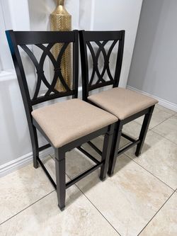 Brand New ASSEMBLED Kitchen Counter Stools (Set of 2) – Neutral & Espresso