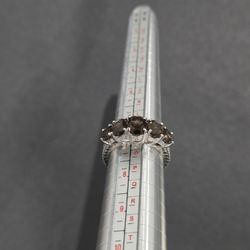 925 Stamped Silver Ring With Smokey Quartz Stones Signed STS