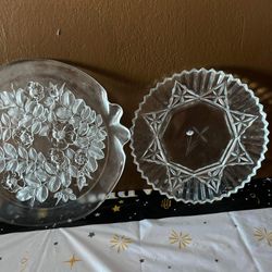 Antique Glass Serving Platters 