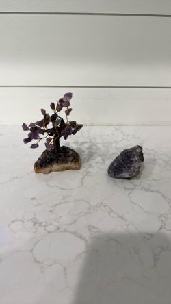 Mini Amethyst Crystal Tree & stone